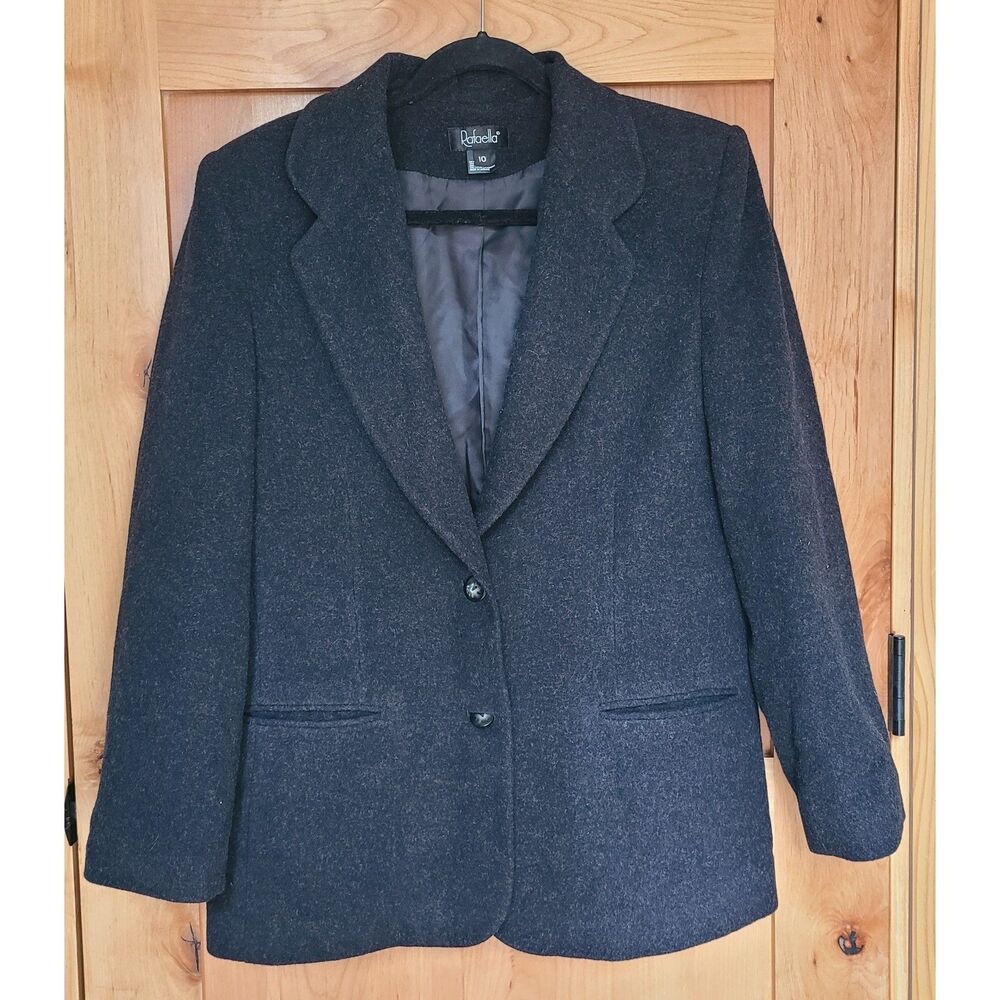 Rafaella Gray Wool Cashmere‎ Blazer Jacket 10 Dark Academia Tailored Old Money